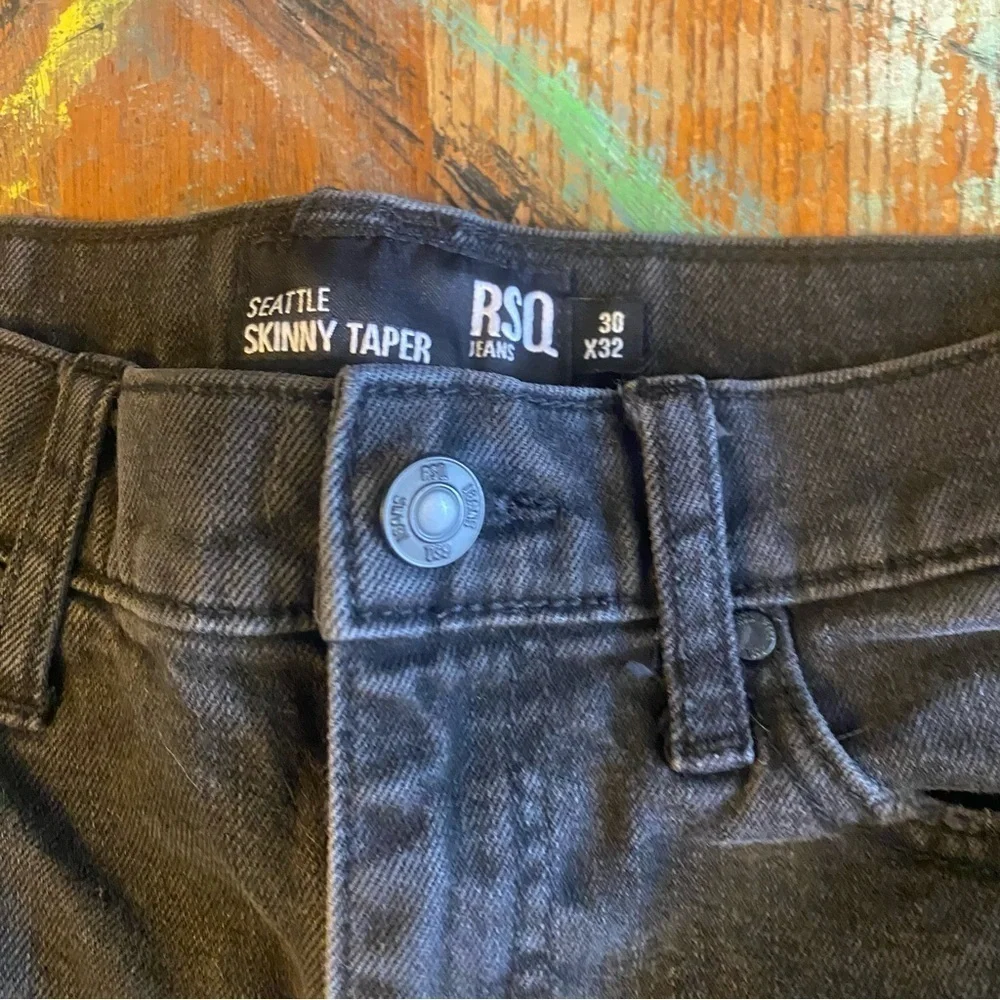 Really Clean RSQ London Skinny Jeans Mens Denim Black Distressed Stretch Moto
